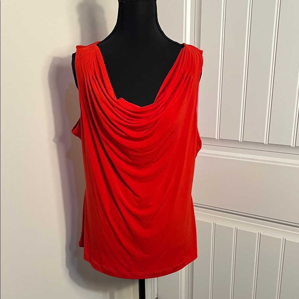 Calvin Klein Vibrant Red Draped Blouse